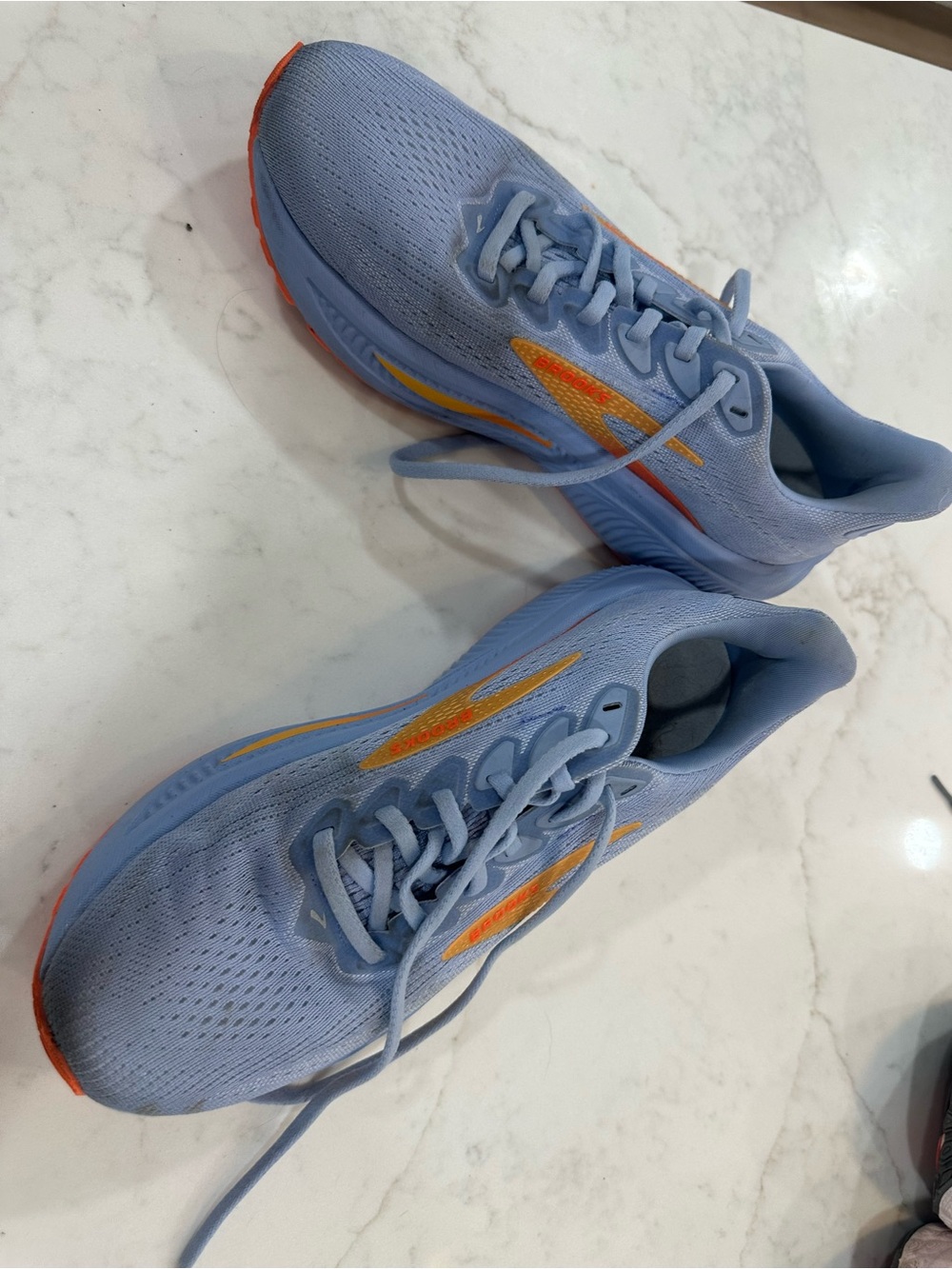 Women Brooks Ghost Light Blue Running Shoes with Orange Accents - Picture 4 of 6